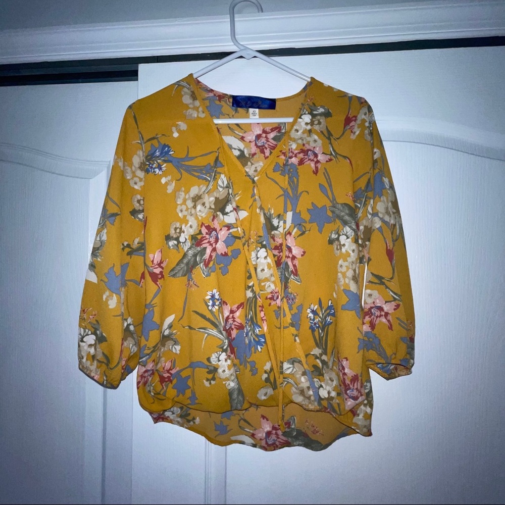 Francesca’s Yellow Floral Blouse